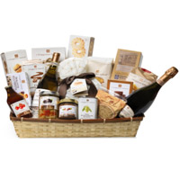 Pretty Crunch N Munch Gift Basket with Wine