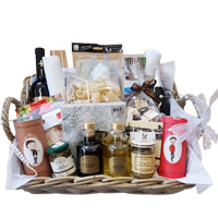 Mesmerizing Festive Treat Basket with Red Wine