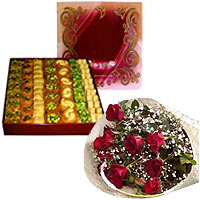 Syria Gift Shop Choice 12 Roses & Mix Baklava 1kg