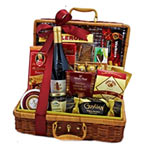 Joyful Red Wine Gourmet Delight Basket