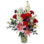 Red Roses and Casablanca Lily Arrangement  