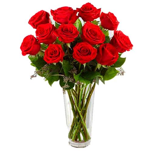 Fragrant Flame of Love Red Roses without Vase