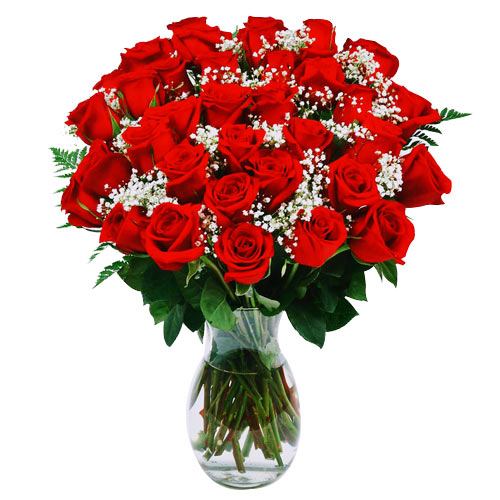 Clustered Bouquet of 36 Red Roses