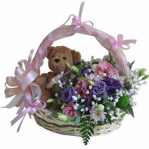 Glorious Selection of Colorful Flowers with Special Teddy