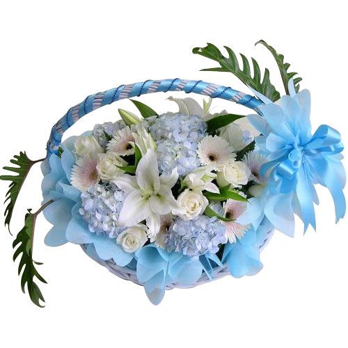 Sophisticated Assortment of Colorful Flowers Basket