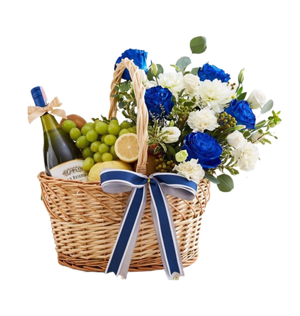 Wine Basket With Fruits