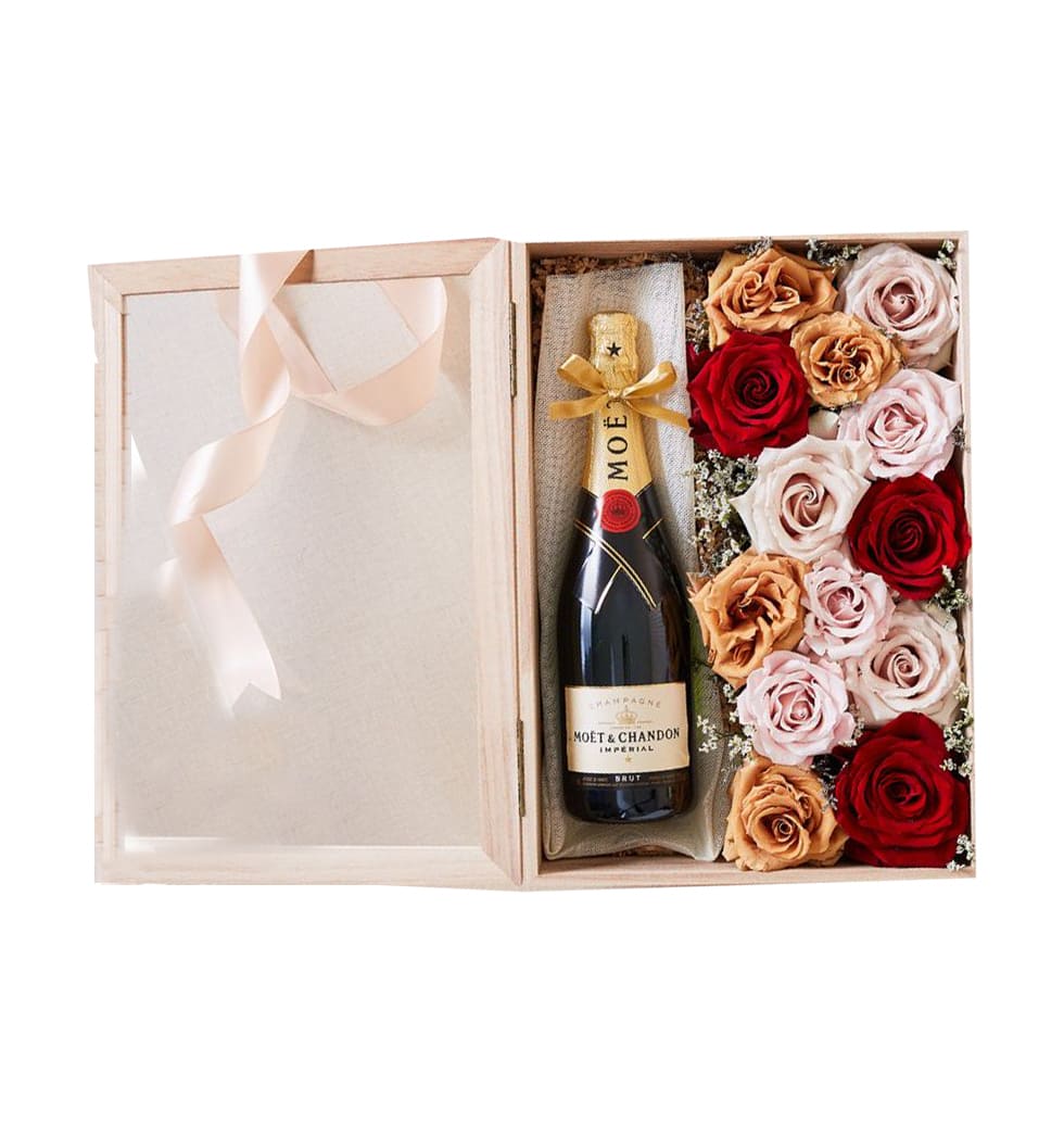 Congratulatory Flower And Champagne Box