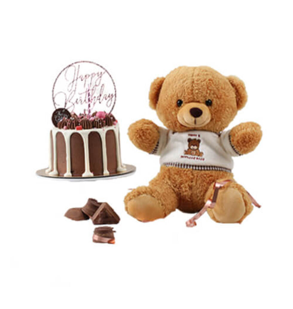 Creamy Cake And Cuddly Teddy