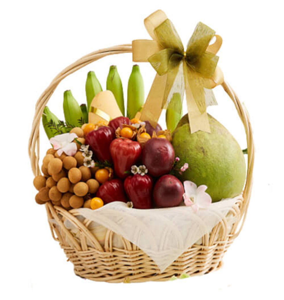 Send your sweetheart a basket fullof fresh fruit ...