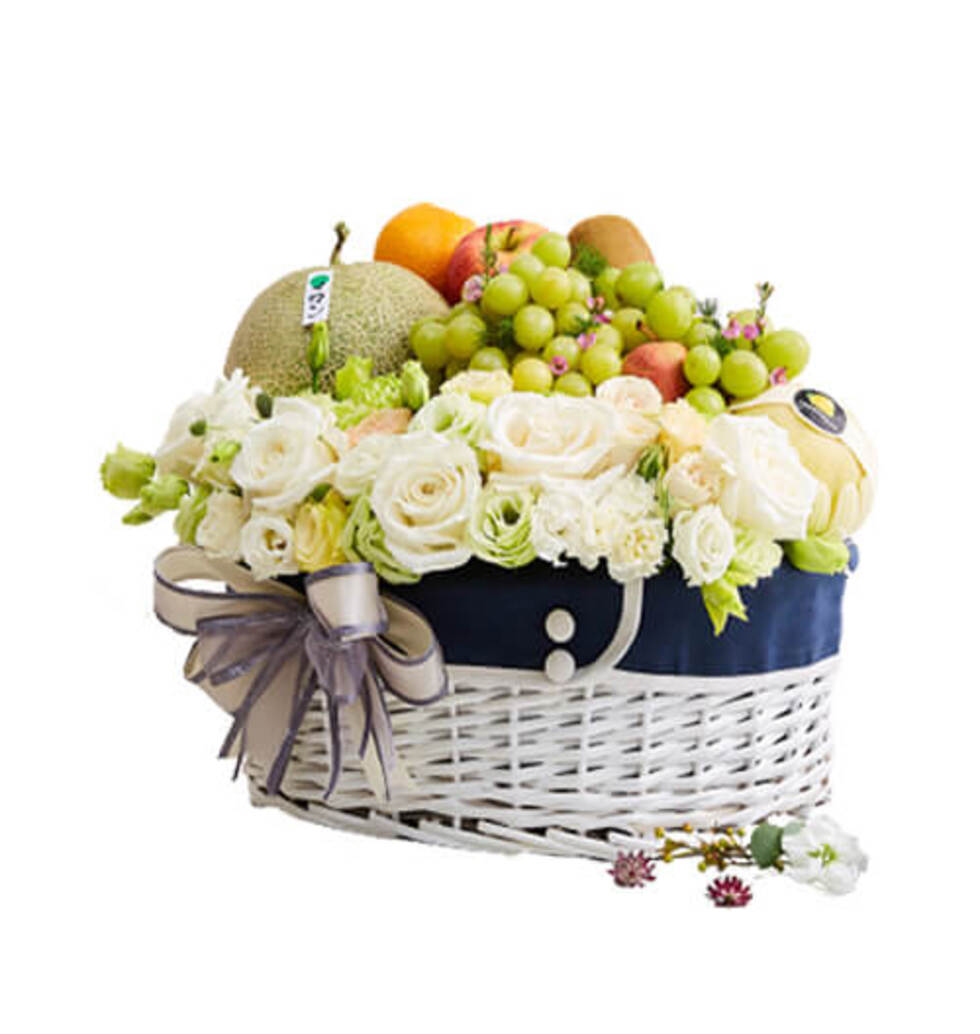 Basket Of Fruit And Flowers