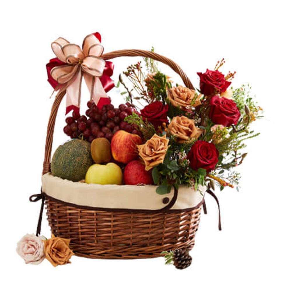 Exotic Flowers And Fruit Basket