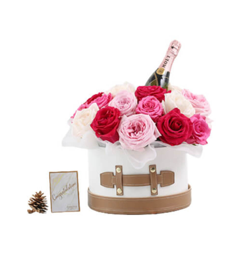 Champagne And Floral Gift Basket