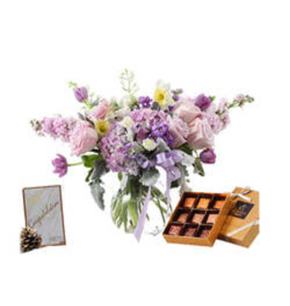 Flower Arrangement And Chocolates