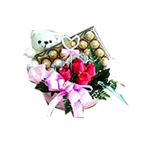 Chocolates And Bouquet Roses