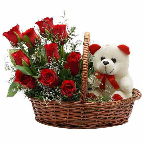 Sweet Teddy along with elegant Flower Basket