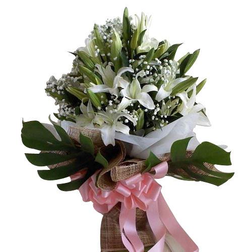 Enchanted Bouquet of 10 White Lilies