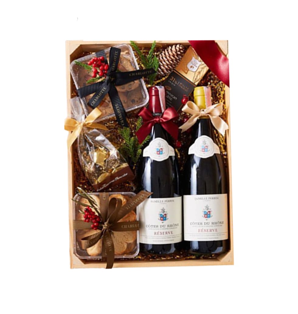 White Wine And Snacks Basket