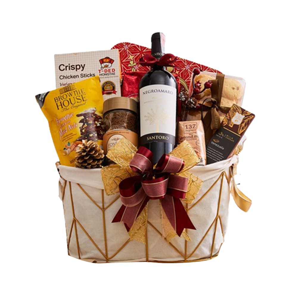 Hamper Of Tasty Food And Drinks