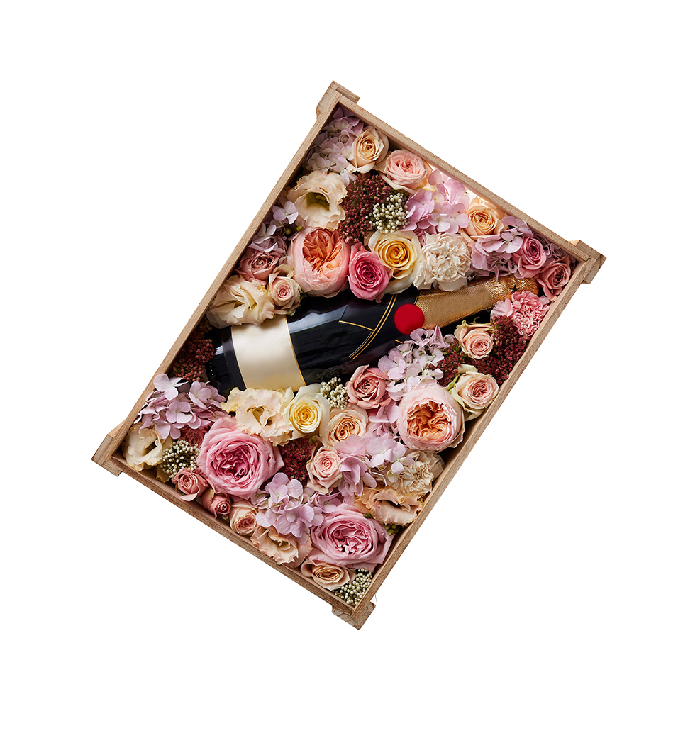 Flowers With A ChampagneS Bottle