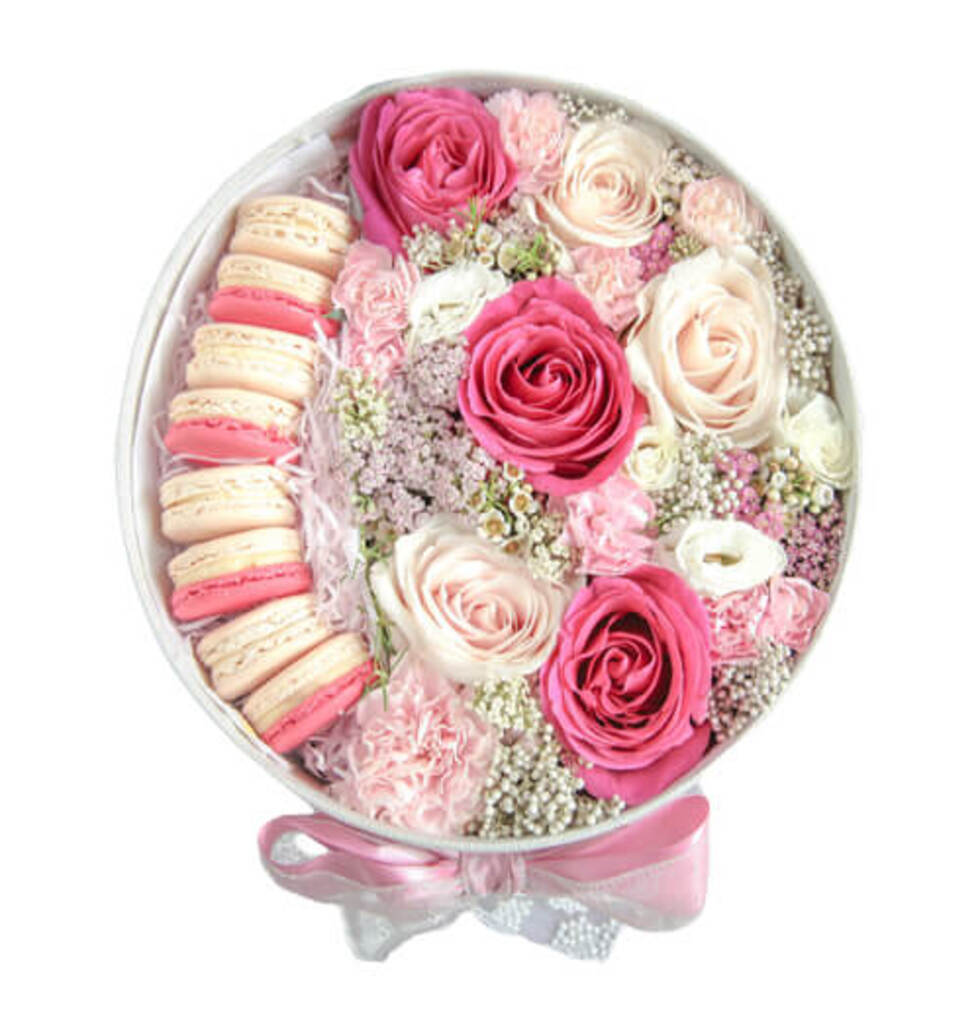 Macarons And Floral Display