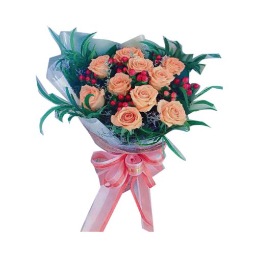 Basket Of Peach Roses