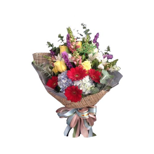 A bouquet of red roses, gerberas, and carnations m......  to Phichit