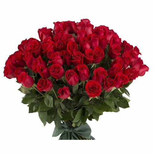 100 premium red roses, with greens.......  to Ang Thong