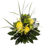 Festive upon festive! Bunch of yellow roses, carna...