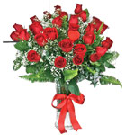 Bright Vase Of Red Roses with Joy
