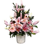 Pleasurable Pink Floral Basket