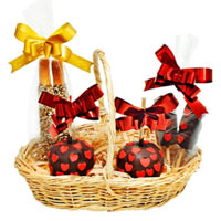Special Red Heart Candy Apple Basket