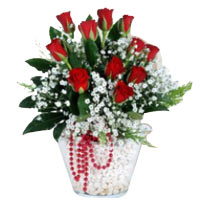 Splendid Arrangement of 11 Red Roses in a Vase
