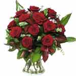 This spectacular bouquet of vinous roses is a gift guaranteed to impress....