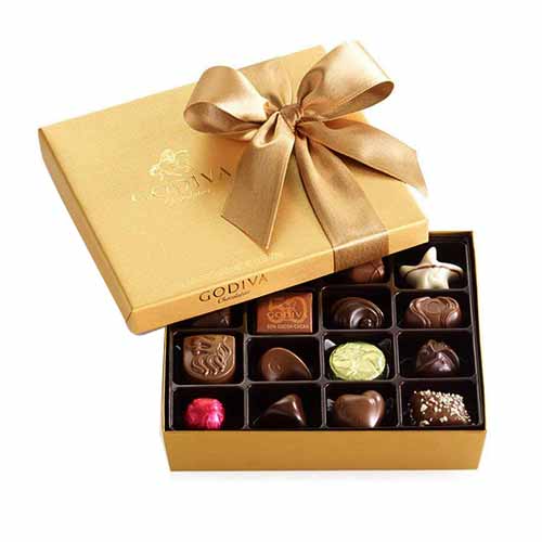 The gift of gold. Assorted Godiva chocolate in 1-l...