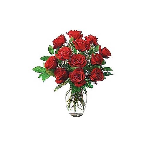 12 Red Roses in a Vase