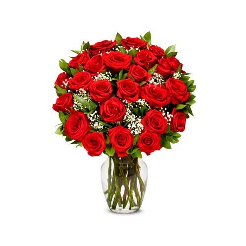 24 Red Roses In Vase