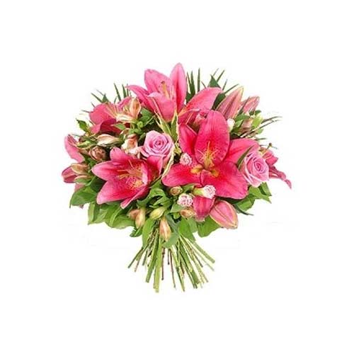 Pink Lilies and Roses      