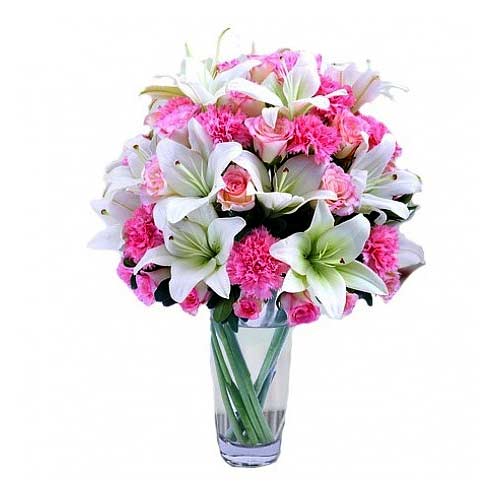 Stylish Vase of Mixed Flowers