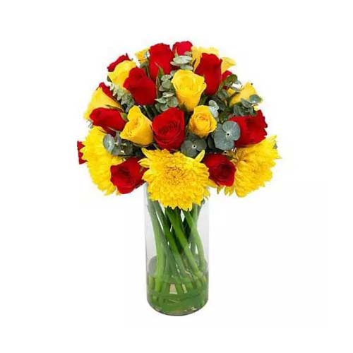 Flowering Bouquet of Yellow N Red Flowers