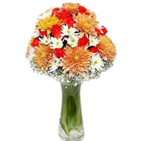 Dazzling Warmth Flower Composition in a Glass Vase<br/><br/>