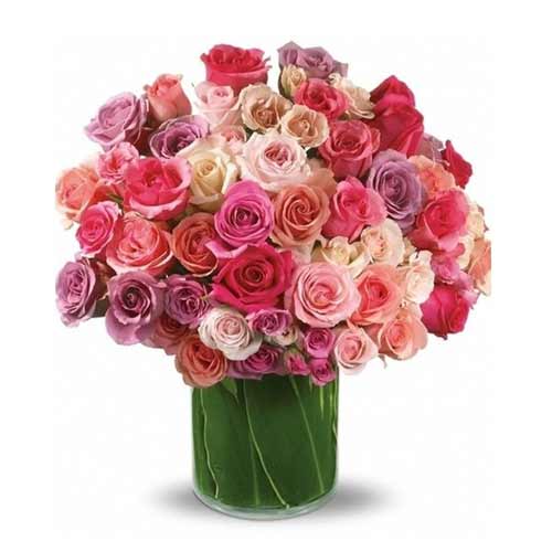 Color-Coordinated 80 Fresh Roses Bouquet