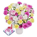 Splendid Spray Carnation Bouquet with Free Mini Birthday Fruit Cake