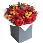 Silky-Smooth Red and Orange Sundry Flowers Bouquet