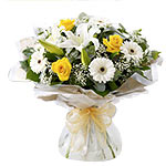 Dramatic Lemon and White Color Flower Bouquet