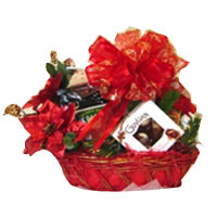 Fashionable Christmas Poinsettia Trug with Chocolates