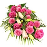 Lilies and roses were made to be together, and this hot pink combination of orie...