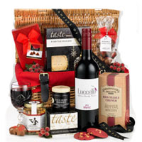 Sweet Gourmet Gift Basket with Premium Red Wine