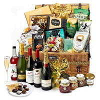 Yummy Large Mixed Gift Hamper with Bottles of Wine