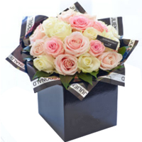 Gorgeous Selection of Pink n White Roses in a Box