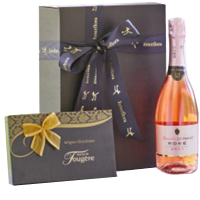 Magnificent Combo of Sparkling Rose Wine and Delicious Maison Fougere Chocolates